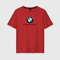 Футболка оверсайз женская BMW the unlimited driving machine, цвет: красный