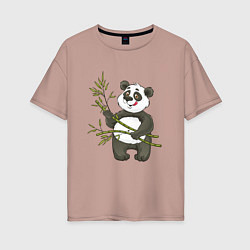 Женская футболка оверсайз Мультяшная панда с бамбуком