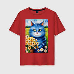 Женская футболка оверсайз Мартовский кот