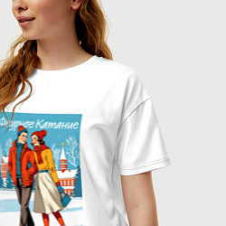 Футболка оверсайз женская MoMo - Фигурное катание облегчает взаимопонимание, цвет: белый — фото 2