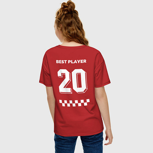 Женская футболка оверсайз Лучший игрок номер 20 - best player / Красный – фото 4