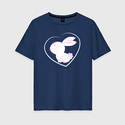 Женская футболка оверсайз Кролик в сердце