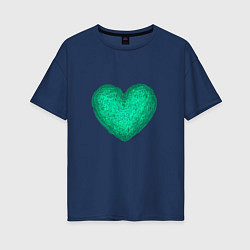 Женская футболка оверсайз Рисунок сердце бирюзового цвета