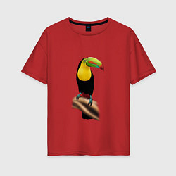 Женская футболка оверсайз Птица тукан