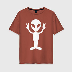 Женская футболка оверсайз Peace alien