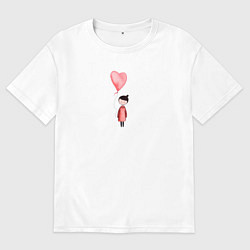 Женская футболка оверсайз Девочка с сердечком