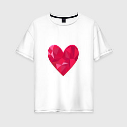Женская футболка оверсайз Сердце рельефное