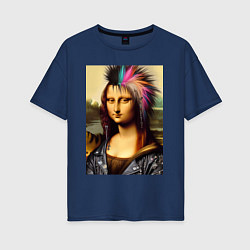 Футболка оверсайз женская Mona Lisa - punks not dead, цвет: тёмно-синий