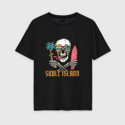 Футболка оверсайз женская Остров черепа-skull island, цвет: черный