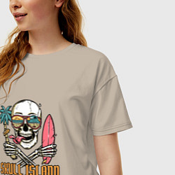 Футболка оверсайз женская Остров черепа-skull island, цвет: миндальный — фото 2