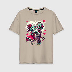 Женская футболка оверсайз Пара зомби - любовь
