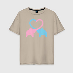 Женская футболка оверсайз Elephants love