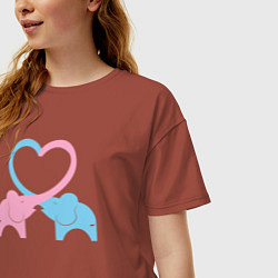 Футболка оверсайз женская Elephants love, цвет: кирпичный — фото 2