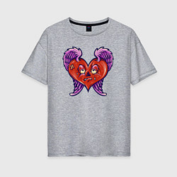 Женская футболка оверсайз Грустное ангельское сердце