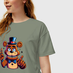 Футболка оверсайз женская Медведь Фредди, цвет: авокадо — фото 2