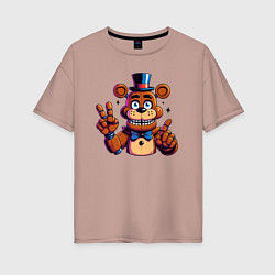 Женская футболка оверсайз Медведь Фредди
