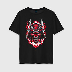 Футболка оверсайз женская Samurai mask demon, цвет: черный