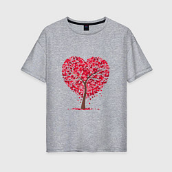 Женская футболка оверсайз Дерево из сердец