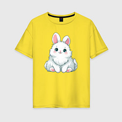 Футболка оверсайз женская Пушистый аниме кролик, цвет: желтый
