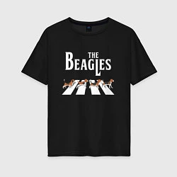 Футболка оверсайз женская Бигли The Beatles пародия, цвет: черный