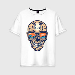 Футболка оверсайз женская Summer skull, цвет: белый