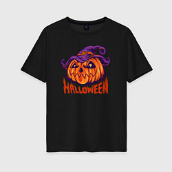 Футболка оверсайз женская Halloween праздник, цвет: черный