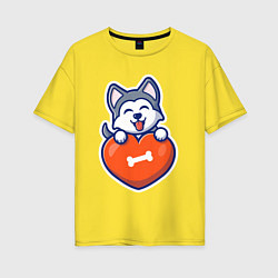Женская футболка оверсайз Doggy heart