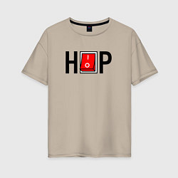Футболка оверсайз женская Hip Hop выключатель, цвет: миндальный
