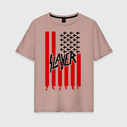 Футболка оверсайз женская Slayer Flag, цвет: пыльно-розовый