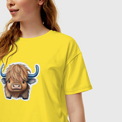 Футболка оверсайз женская Шотландский волосатый бык, цвет: желтый — фото 2