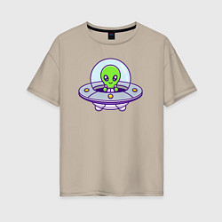 Женская футболка оверсайз Green alien