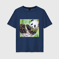 Женская футболка оверсайз Панда медвед