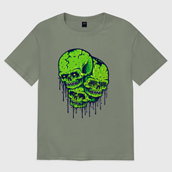 Футболка оверсайз женская Зелёные черепушки, цвет: авокадо