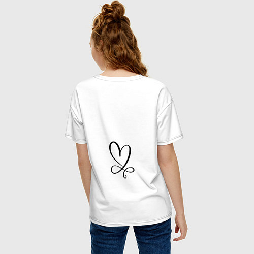 Женская футболка оверсайз Сердце красный сплэш / Белый – фото 4