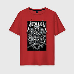 Футболка оверсайз женская Metallica - skulls, цвет: красный