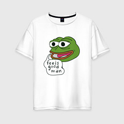 Футболка оверсайз женская Pepe feels good man, цвет: белый