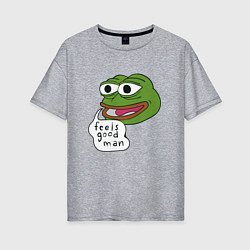 Футболка оверсайз женская Pepe feels good man, цвет: меланж