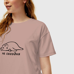 Футболка оверсайз женская Кошка на спине не сегодня, цвет: пыльно-розовый — фото 2