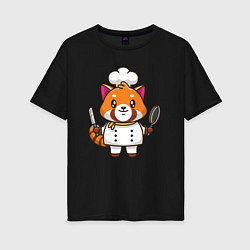 Женская футболка оверсайз Красная панда повар