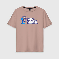 Женская футболка оверсайз Панда и вентилятор