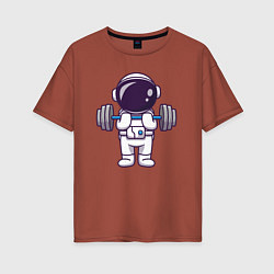Женская футболка оверсайз Космонавт со штангой