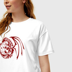 Футболка оверсайз женская Дракон вокруг игральной кости, цвет: белый — фото 2