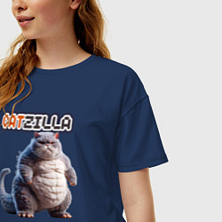 Футболка оверсайз женская Catzilla boss, цвет: тёмно-синий — фото 2