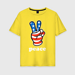 Футболка оверсайз женская USA peace, цвет: желтый