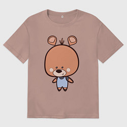 Футболка оверсайз женская Милый мишутка, цвет: пыльно-розовый