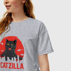 Футболка оверсайз женская Catzilla, цвет: меланж — фото 2