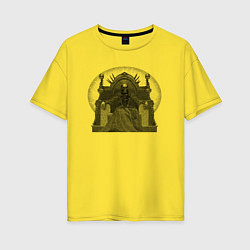 Футболка оверсайз женская Трон со скелетом чб, цвет: желтый