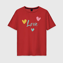 Женская футболка оверсайз Love and hearts