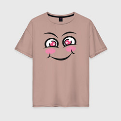 Футболка оверсайз женская Cute face, цвет: пыльно-розовый