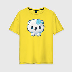 Женская футболка оверсайз Белый полярный медвежонок